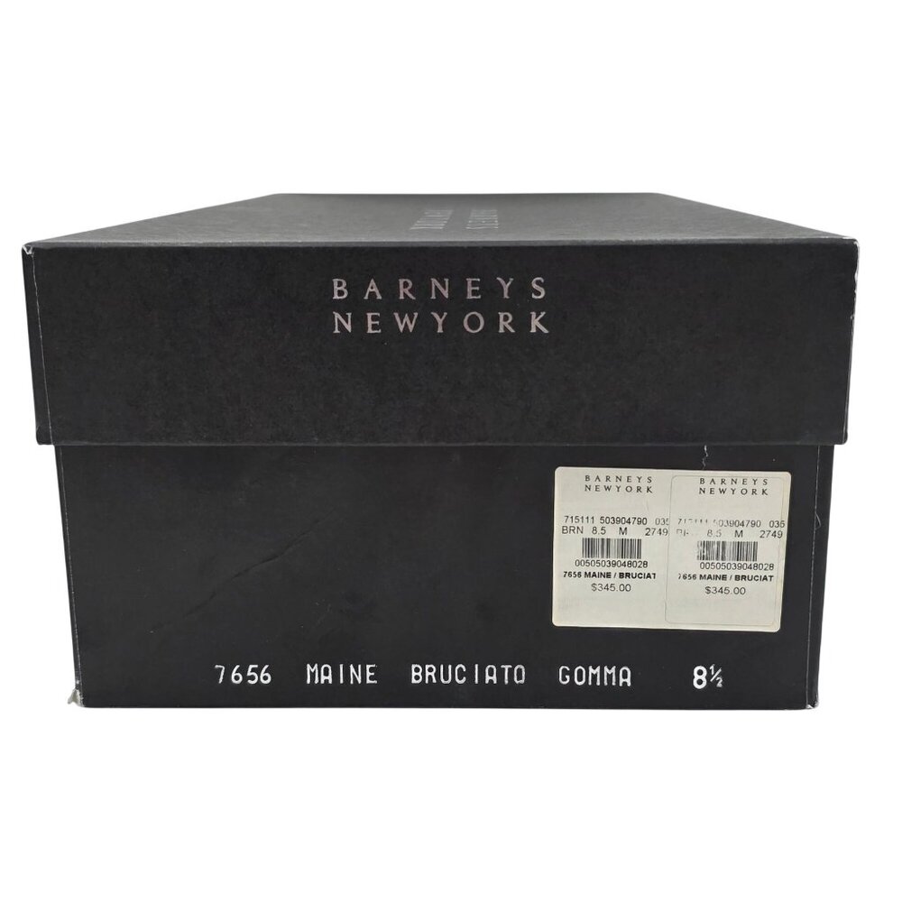 NEW Barneys New York 7656 Maine Burnished Brown Leather Derby Men 8.5 Dress Shoe - Picture 4 of 16